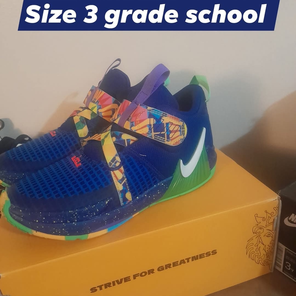 Nike Blue and Green Sneakers with Playful Graphics